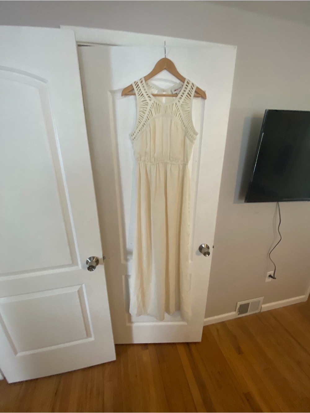 Sabine Cream Crochet Yoke Maxi Dress